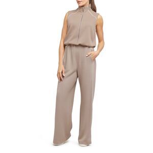 SPANX Women's Tan AirEssentials Pique Sleeveless Mock Neck Jumpsuit Medium NWOT